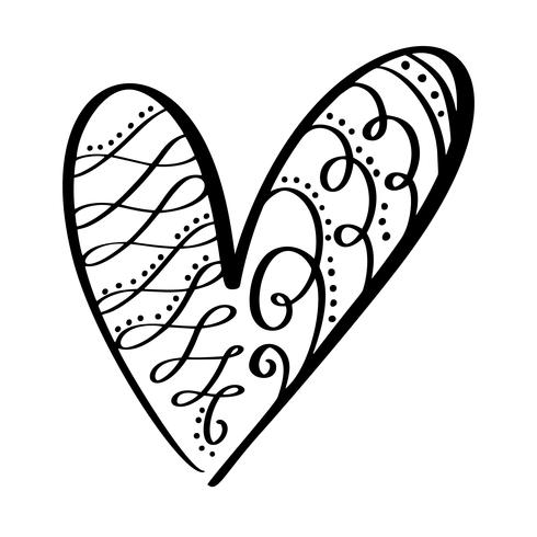 Vector Dia dos Namorados de florescer corações vintage de caligrafia