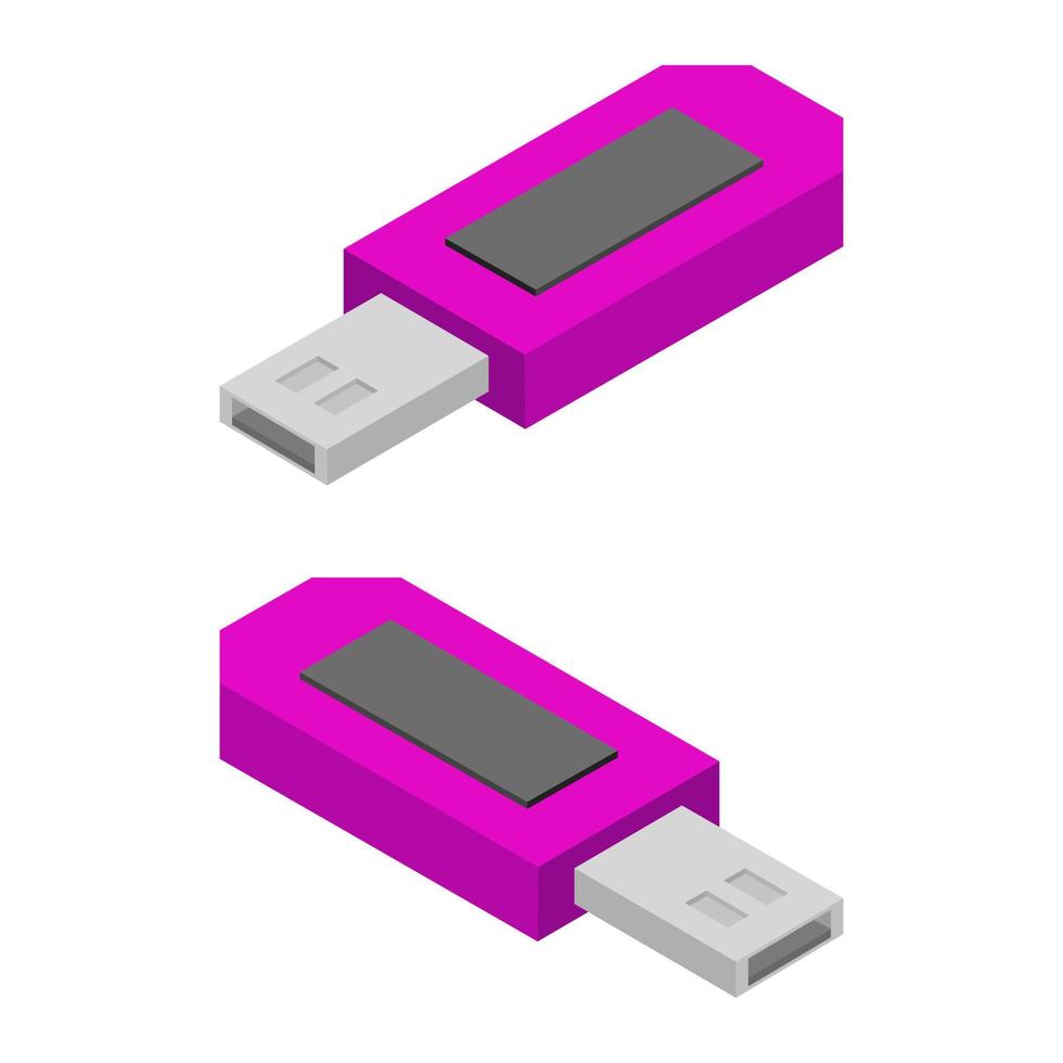 drive USB isométrico em um fundo branco vetor