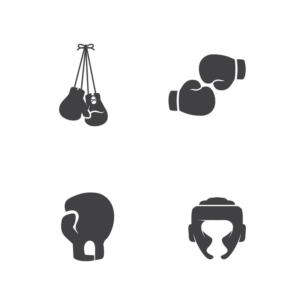 boxe icon set e boxer sport design ilustração símbolo de lutador vetor