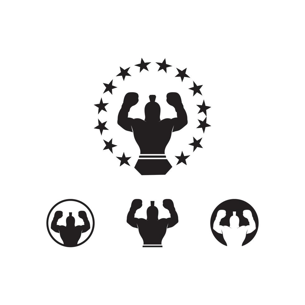 boxe icon set e boxer sport design ilustração símbolo de lutador vetor
