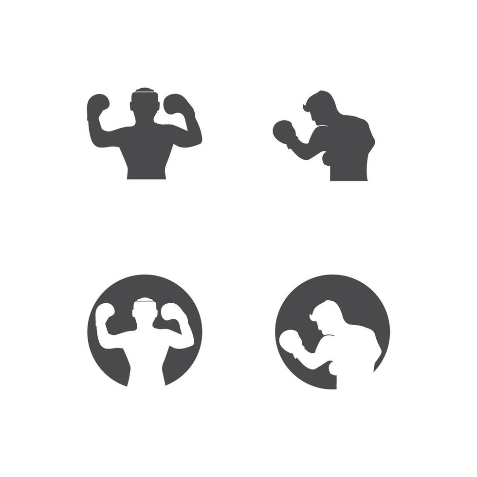 boxe icon set e boxer sport design ilustração símbolo de lutador vetor