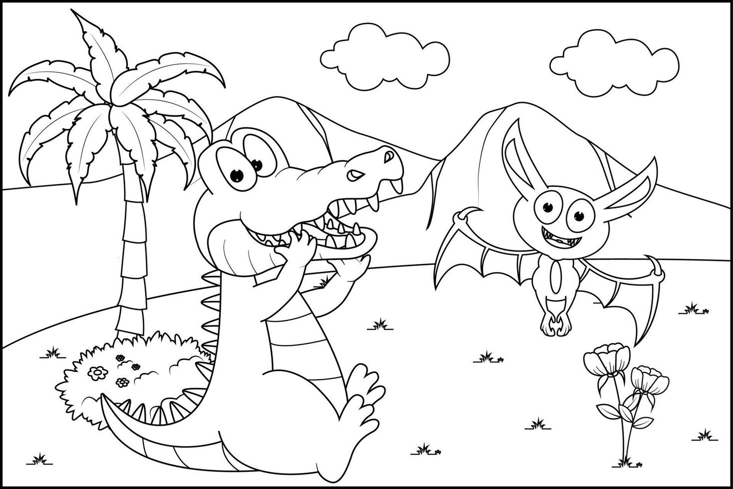 colorir desenhos animados de animais fofos para crianças vetor
