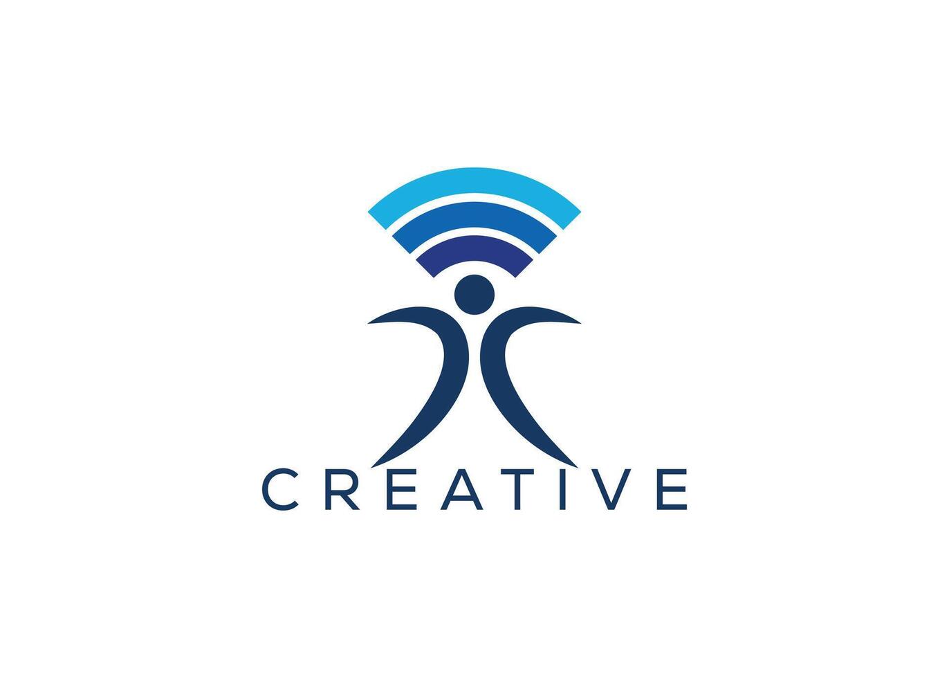 Wi-fi e homem logotipo Projeto vetor modelo