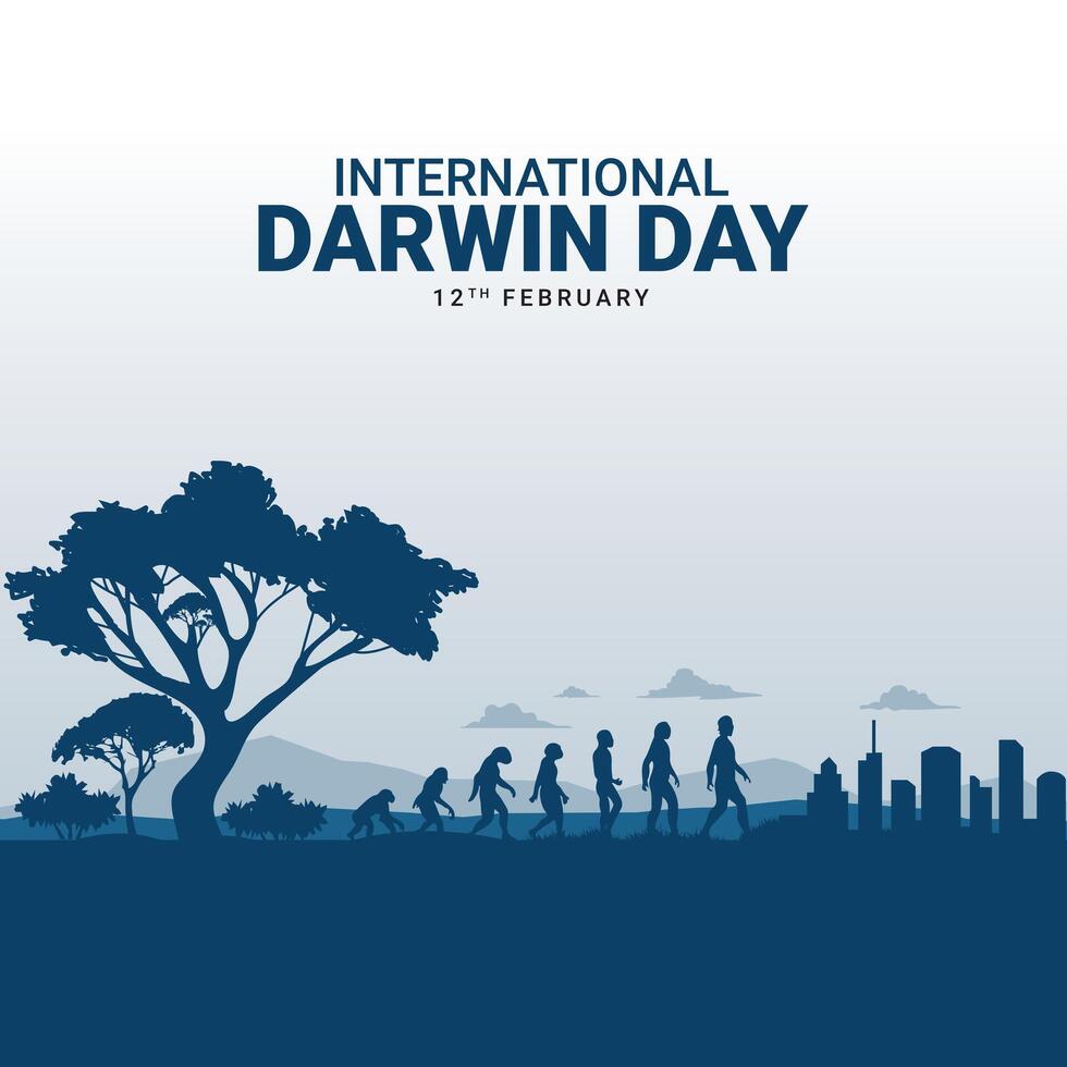 internacional Darwin dia vetor ilustração. Ciência e humanidade dia. poster, a comemorar a aniversário do cientista Charles Darwin. internacional Ciência e humanidades dia.