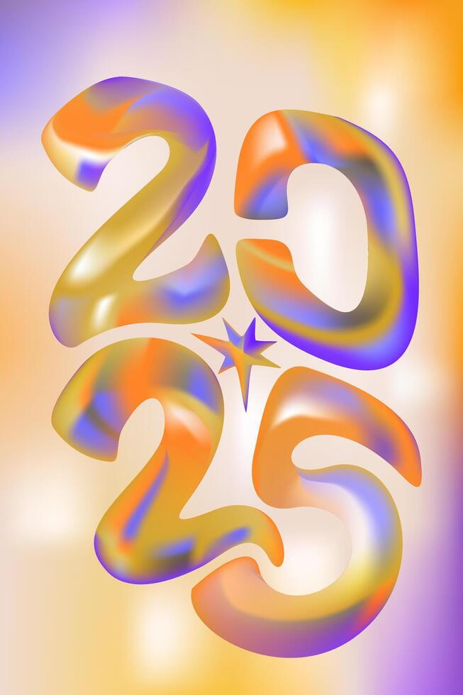 2025. feliz Novo ano. brilhante letras com gradiente. vetor ilustração