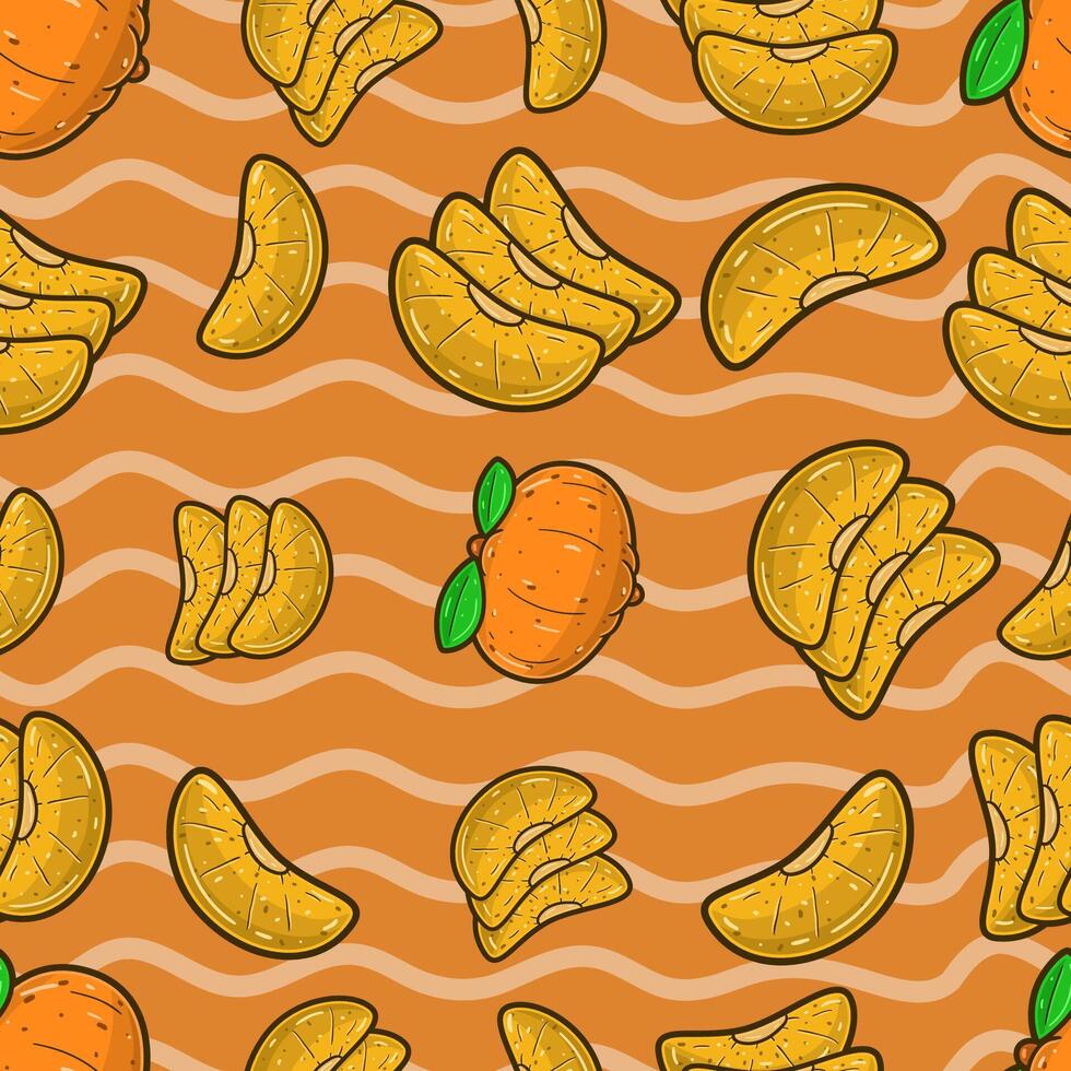 laranja fruta desatado padronizar dentro desenho animado estilo. perfeito para fundo, pano de fundo, papel de parede e cobrir embalagem. vetor