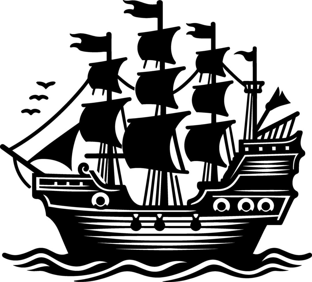 pirata navio Navegando vetor