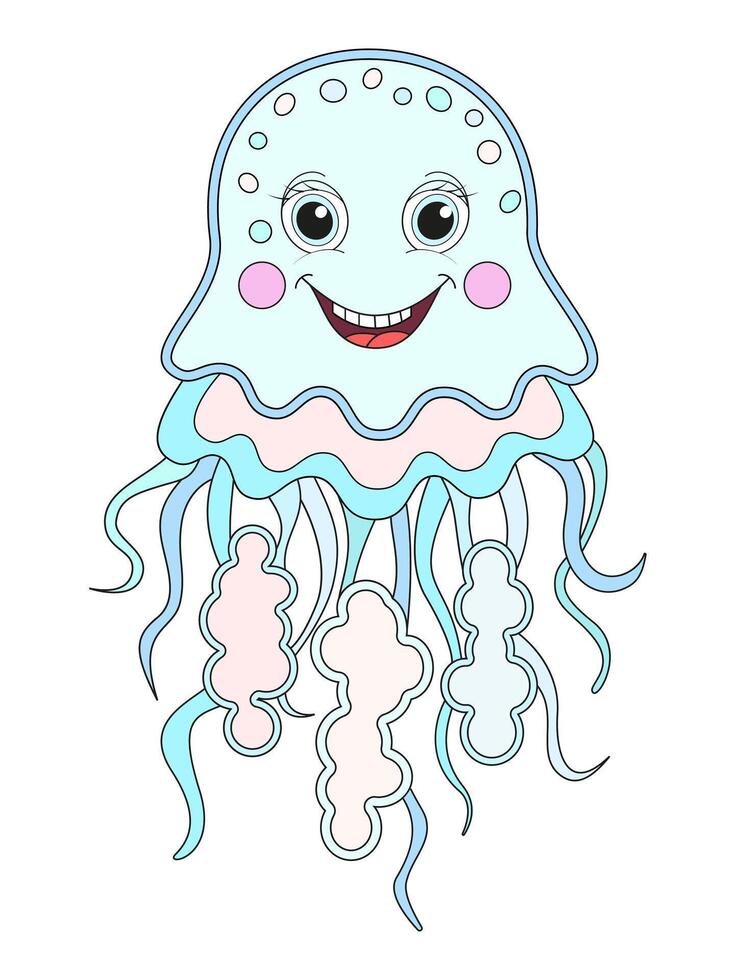 desenho animado medusa, vetor ilustração. fofa oceano animal. isolado em branco fundo.