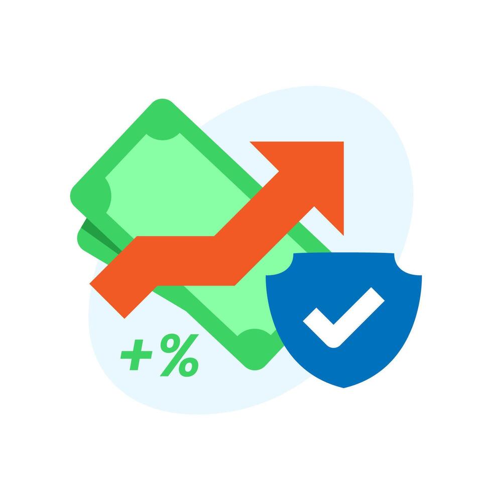 dinheiro é seguro e protegido a partir de inflação conceito ilustração plano Projeto vetor. moderno gráfico elemento para aterrissagem página interface do usuário, infográfico, ícone vetor