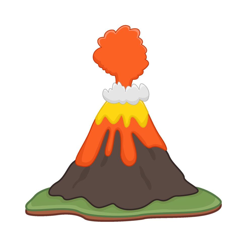 vulcão lava fogo com fumaça ilustração vetor