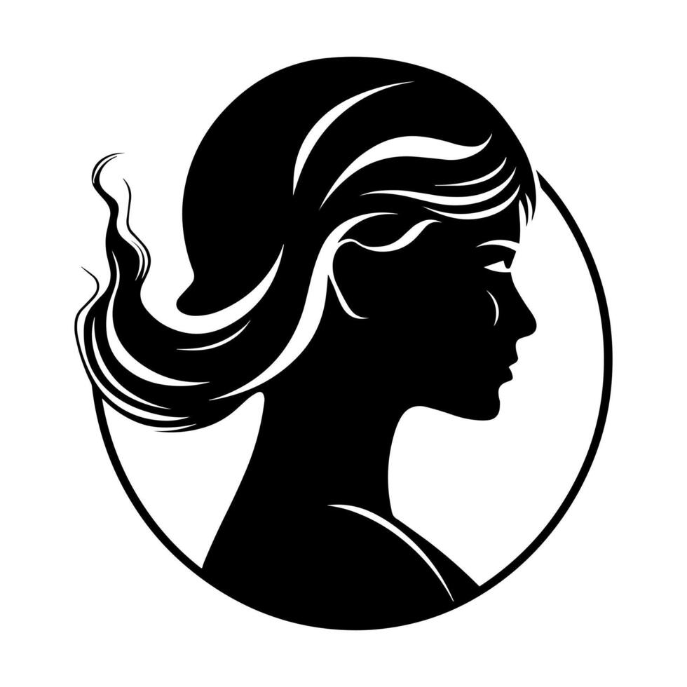 lindo minimalista vetor mulher ícone. cabeça e cabelo símbolo ilustração para beleza ou saúde organização. . vetor ilustração