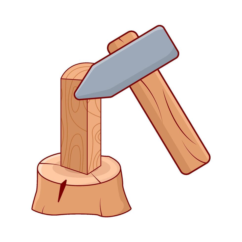 martelo com árvore tronco ilustração vetor