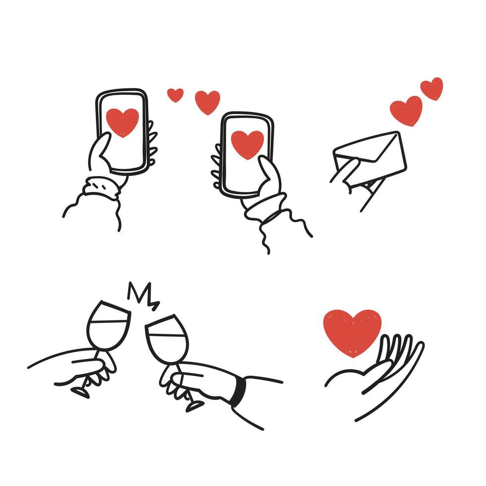 mão desenhado rabisco amor relacionado ícone desenhando ilustração vetor