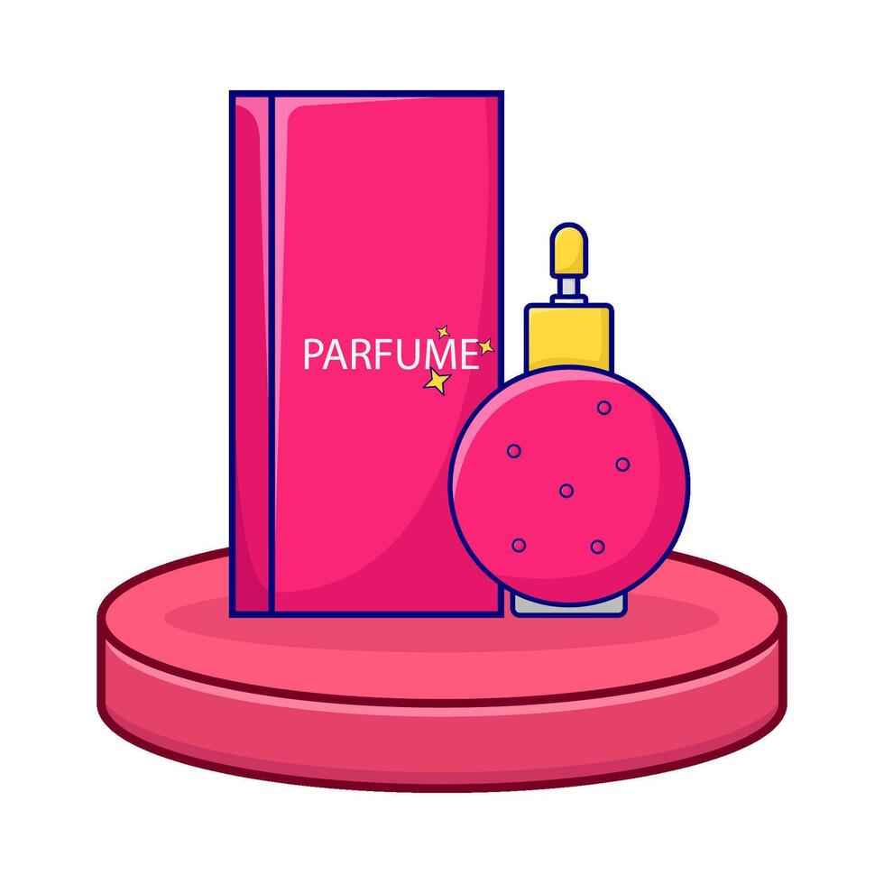 garrafa perfume com caixa embalagem dentro exibição ilustração vetor