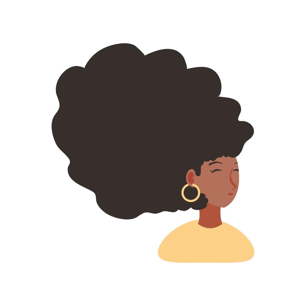 personagem de mulher afro-americana em estilo cartoon, fundo branco vetor