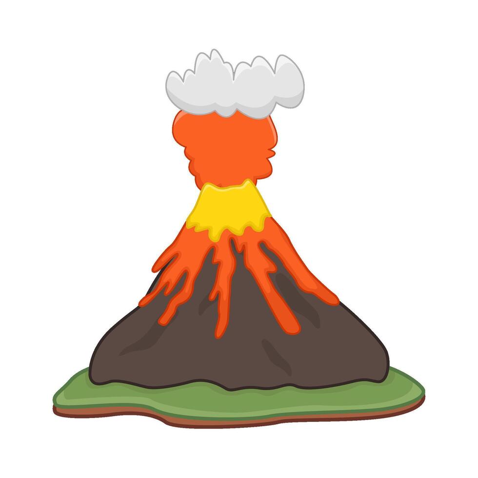 vulcão lava fogo com fumaça ilustração vetor