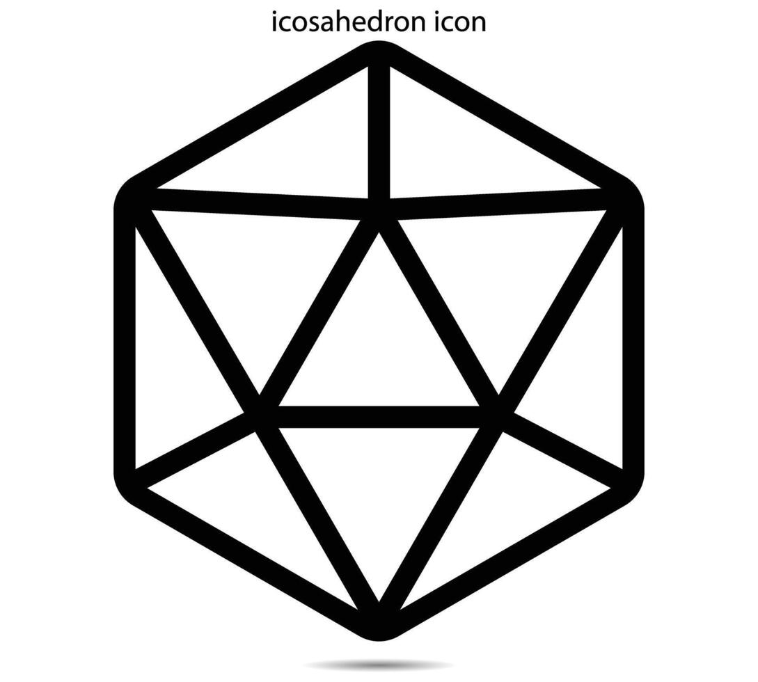 icosaedro ícone, vetor ilustrador