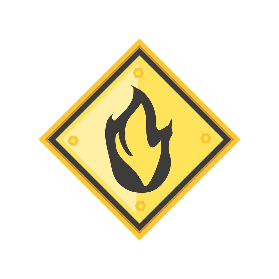 substância inflamável, símbolo de perigo no aviso do quadro amarelo vetor