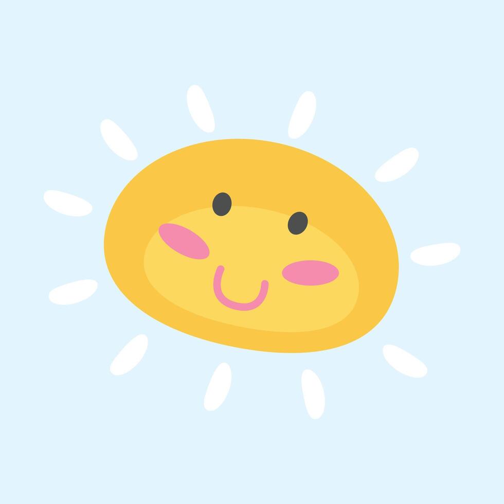 vetor uma simples Sol com uma face e olhos fofa abstrato Sol com raios uma símbolo
