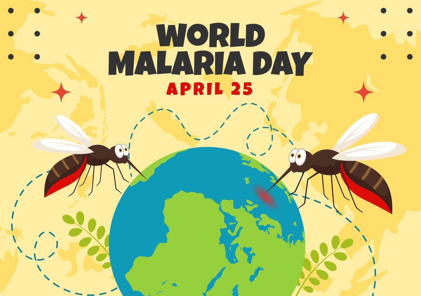 malária dia social meios de comunicação fundo plano desenho animado mão desenhado modelos ilustração vetor