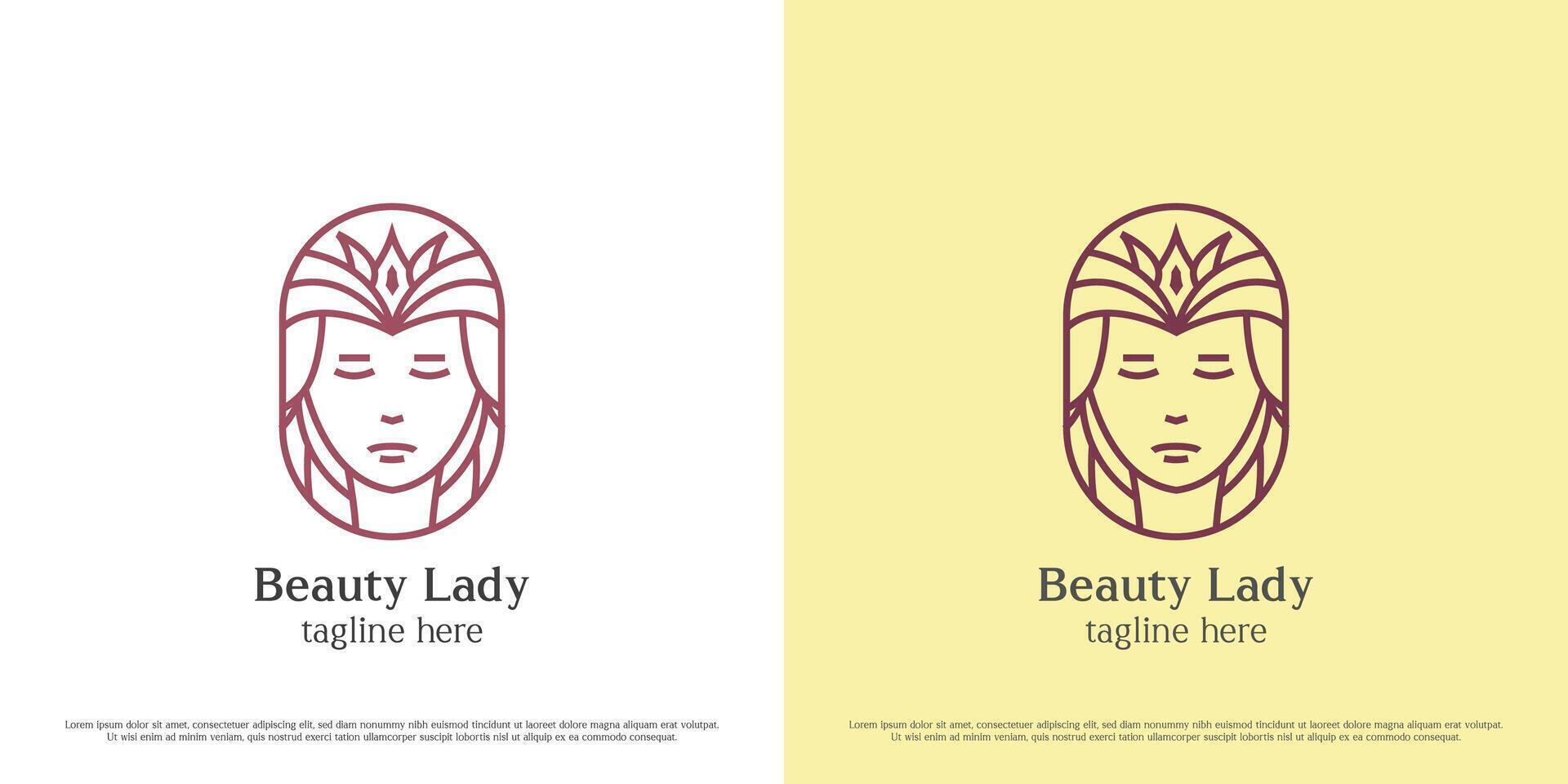 beleza senhora logotipo Projeto ilustração. silhueta do fêmea beleza rainha cabelo salão facial Cuidado spa pessoas. simples ícone Penteado quadro, Armação feminino Paz símbolo elegante luxo simples moda estilo de vida. vetor