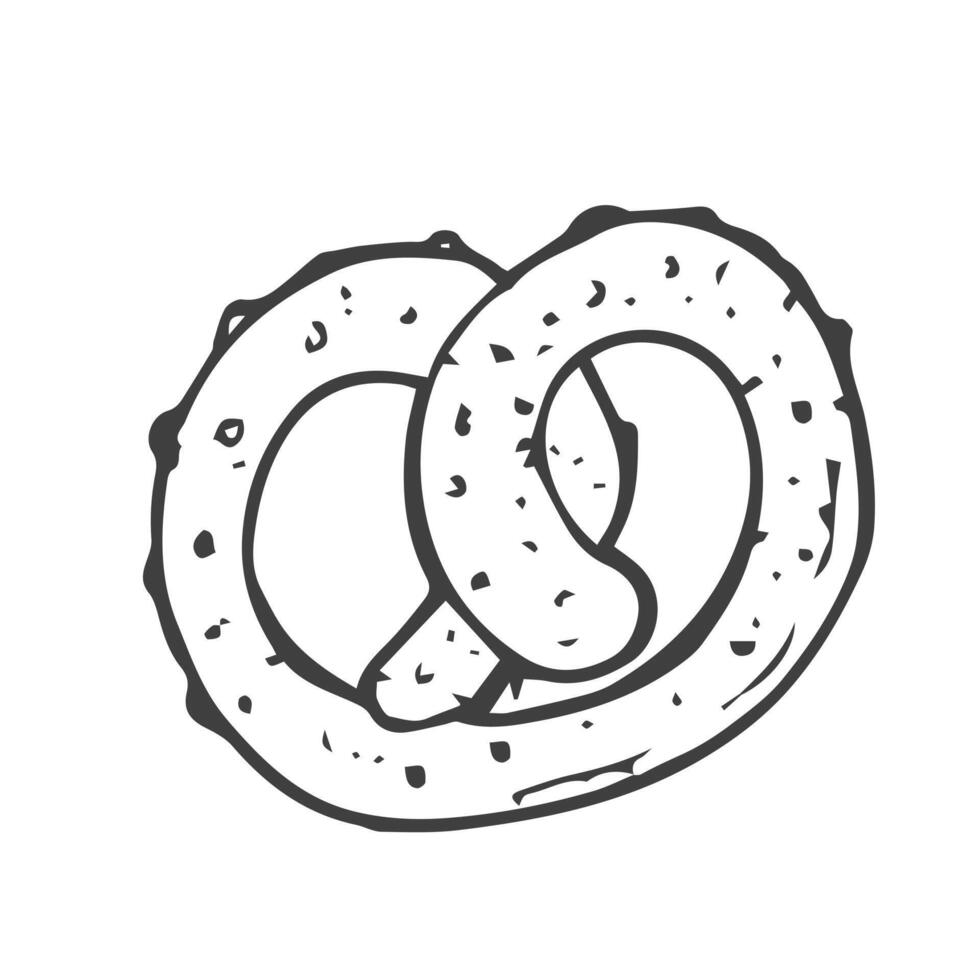 pretzel em estilo doodle simples. ilustração vetorial isolada no fundo branco. vetor