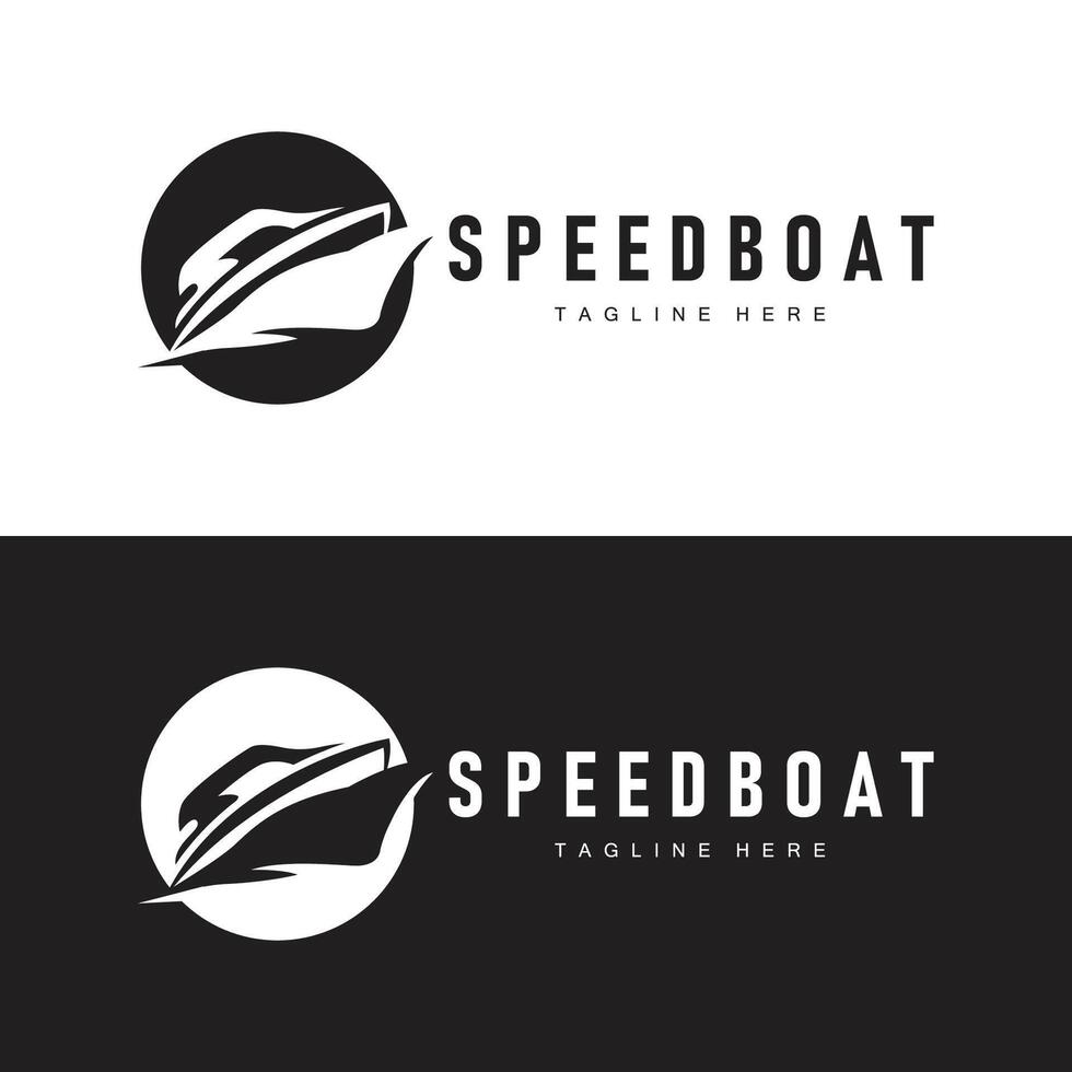 Rapidez barco logotipo projeto, ilustração do uma Esportes barco modelo, simples moderno velozes barco marca vetor