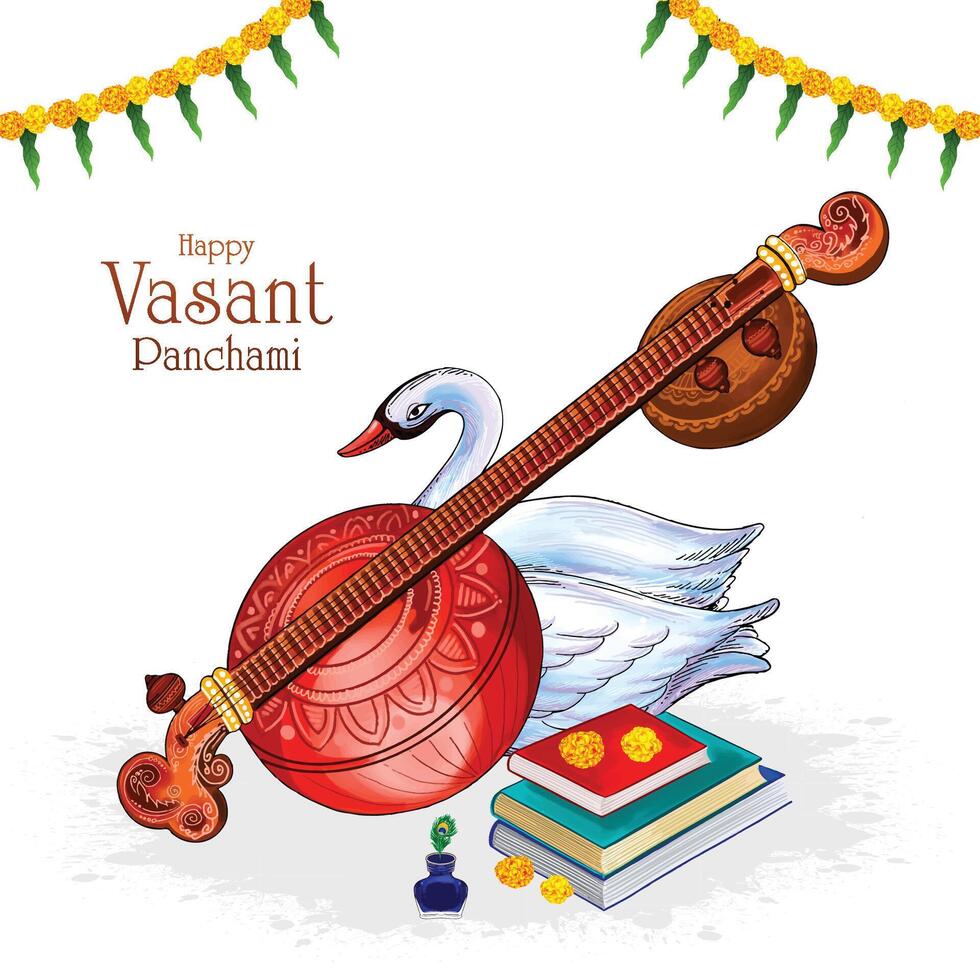 ilustração do vasante panchami festival cartão fundo vetor
