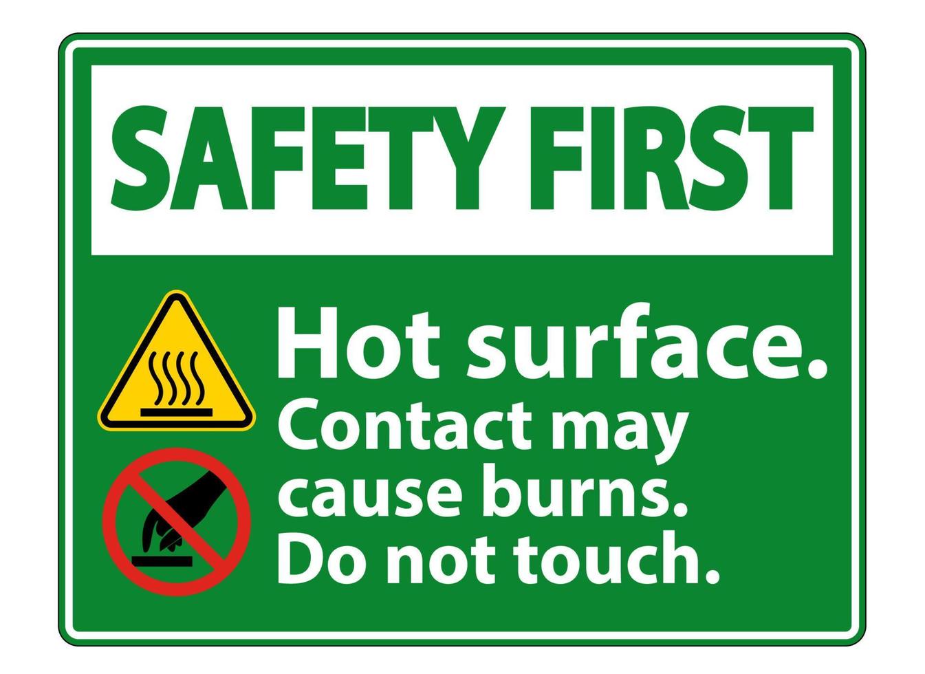 superfície quente de segurança não toque símbolo sinal isolado no fundo branco, ilustração vetorial vetor