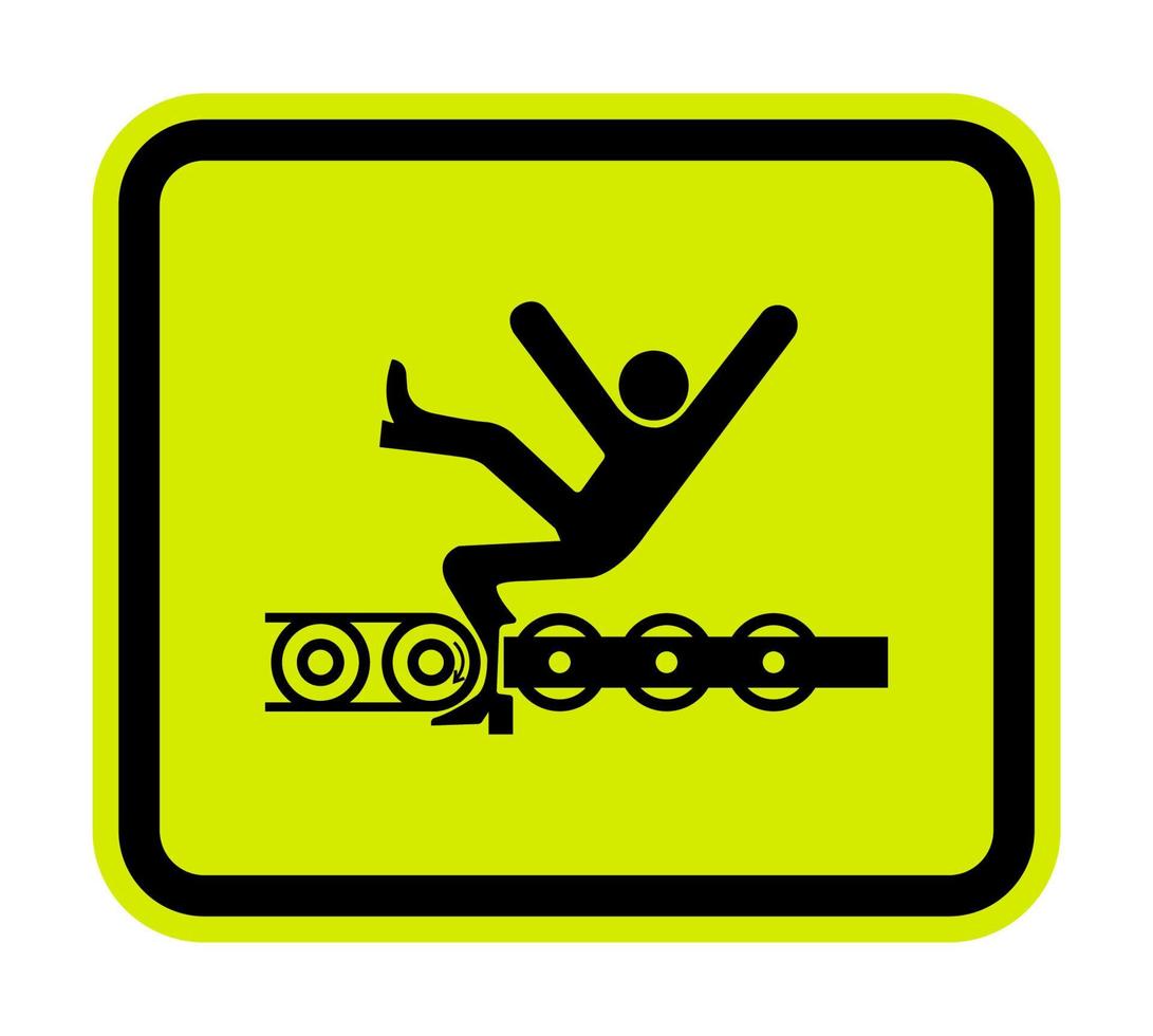 aviso, transportador exposto e peças móveis causarão ferimentos no serviço ou sinal do símbolo de morte isolado no fundo branco, ilustração vetorial vetor