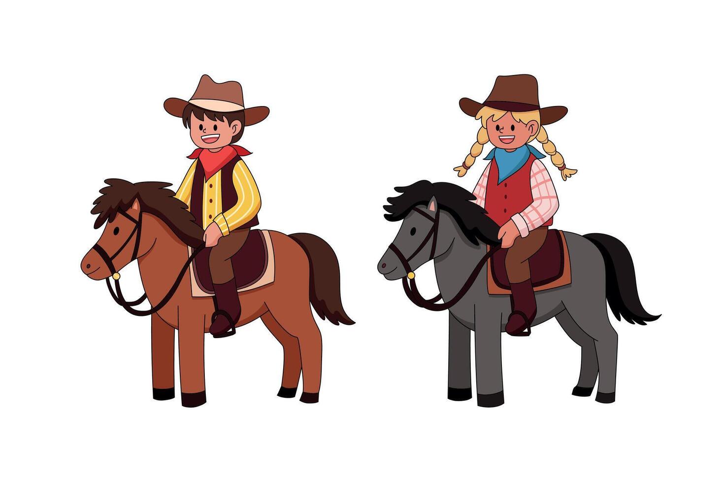 fofa cowboys crianças desenho animado vetor