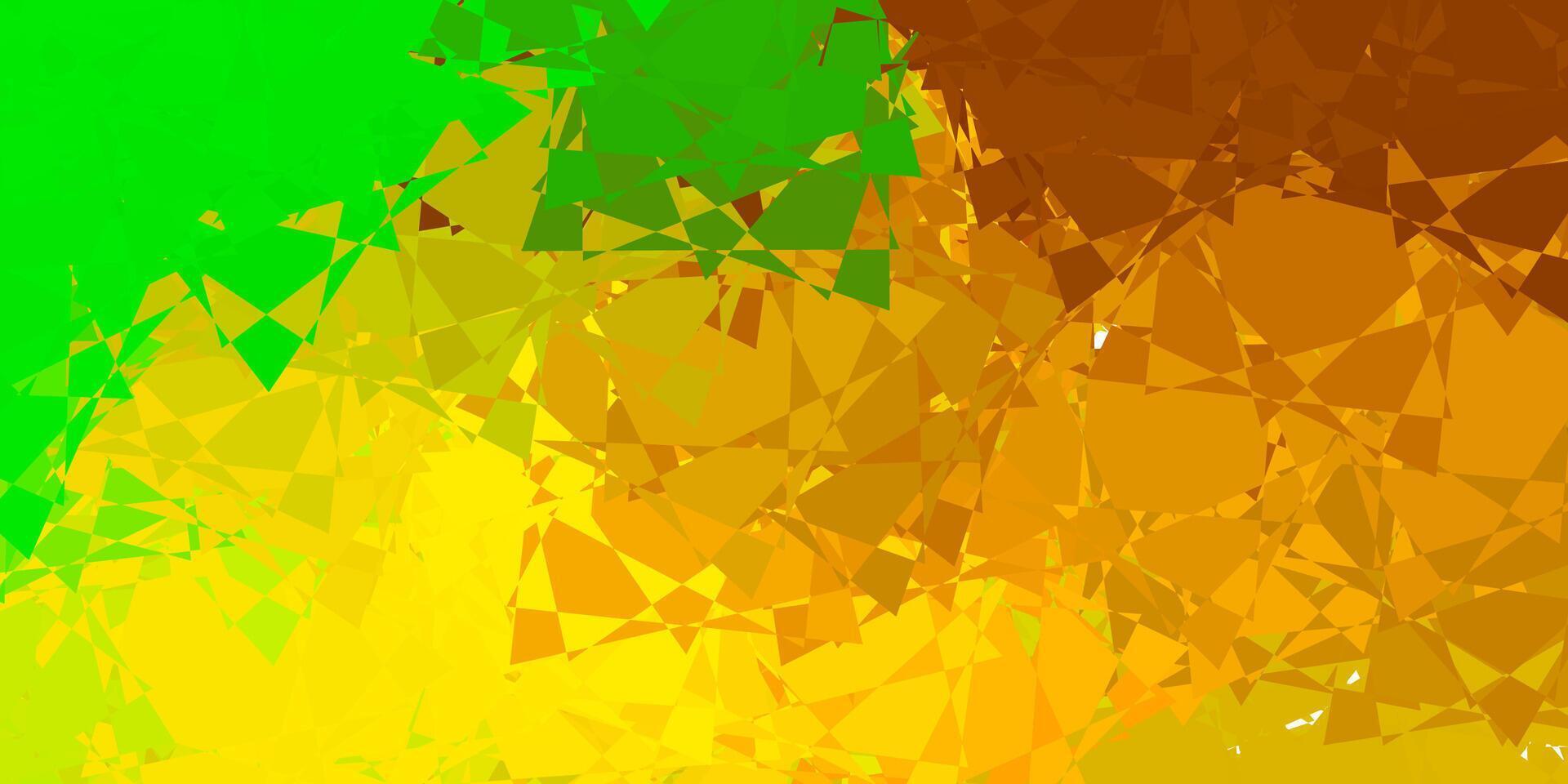 pano de fundo vector verde e amarelo escuro com triângulos, linhas.