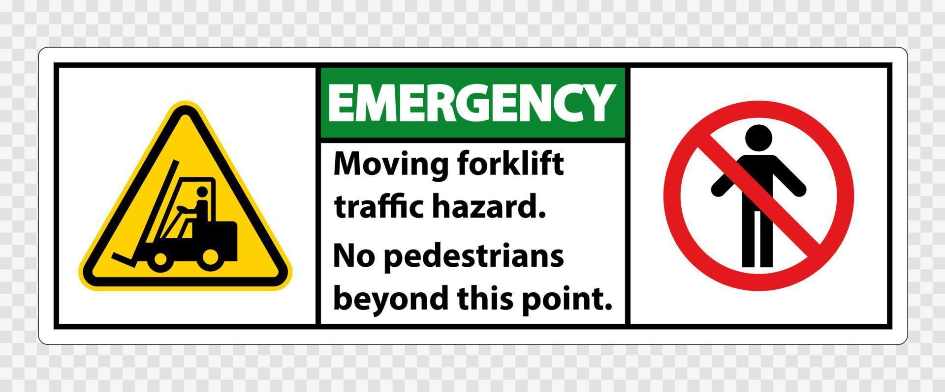 perigo de tráfego de empilhadeira em movimento, sem pedestres além deste ponto, sinal de símbolo isolado em fundo transparente, ilustração vetorial vetor