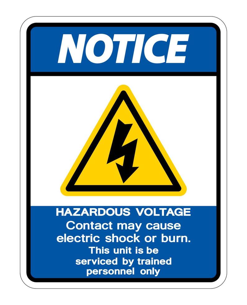 aviso de contato de tensão perigosa pode causar choque elétrico ou sinal de queimadura vetor