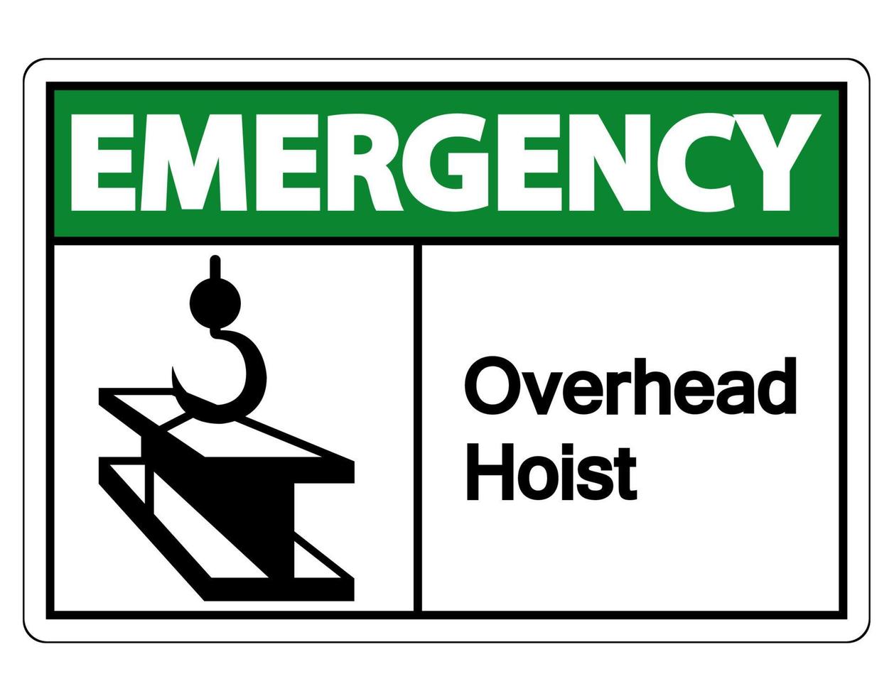 Sinal de símbolo de talha suspensa de emergência em fundo branco vetor