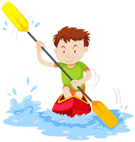Homem, kayaking, ligado, a, rio vetor