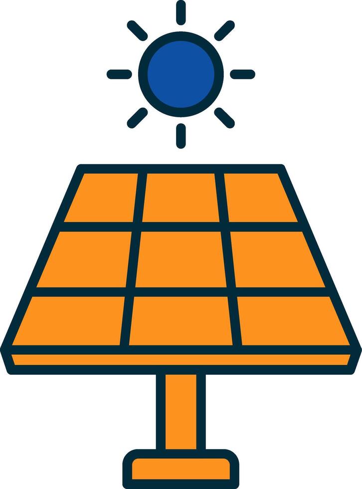 solar painel linha preenchidas dois cores ícone vetor