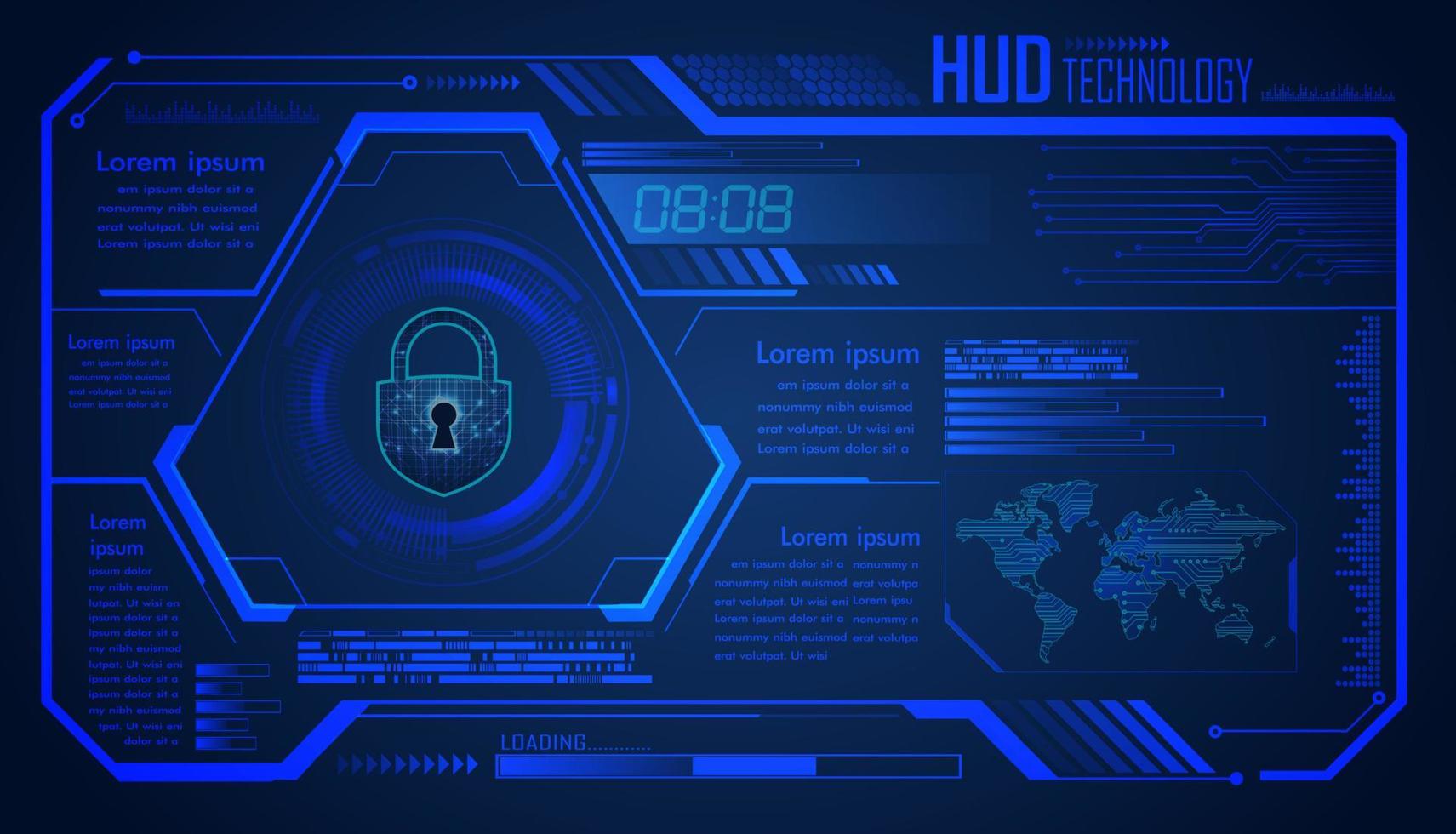 fundo de conceito de tecnologia futura de circuito cibernético hud vetor