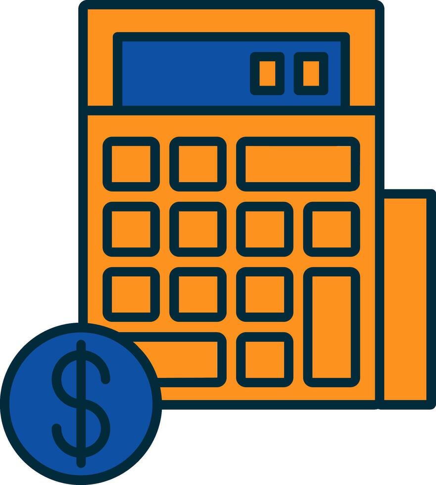 calculadora linha preenchidas dois cores ícone vetor