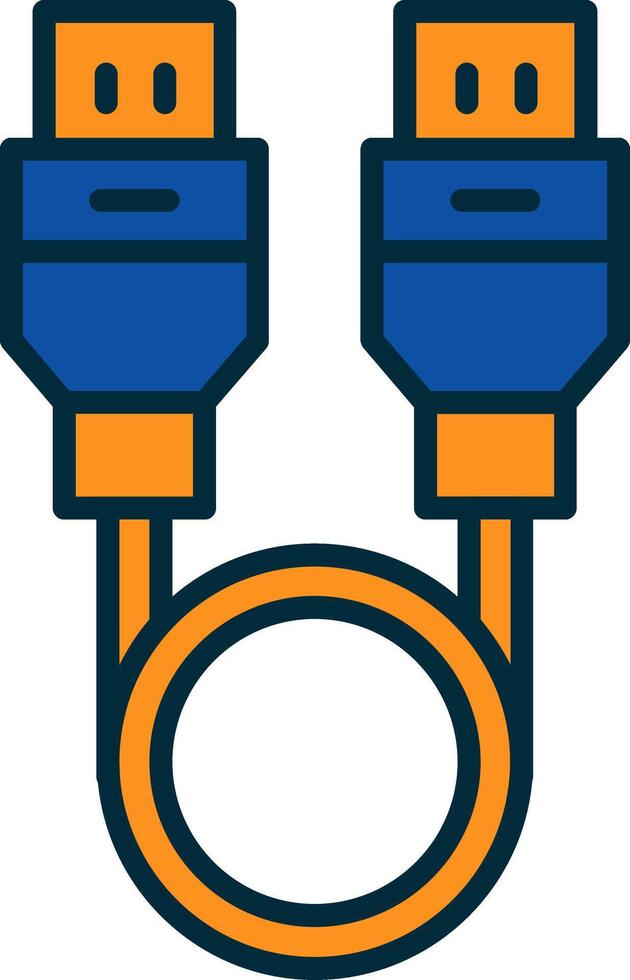 USB cabo linha preenchidas dois cores ícone vetor