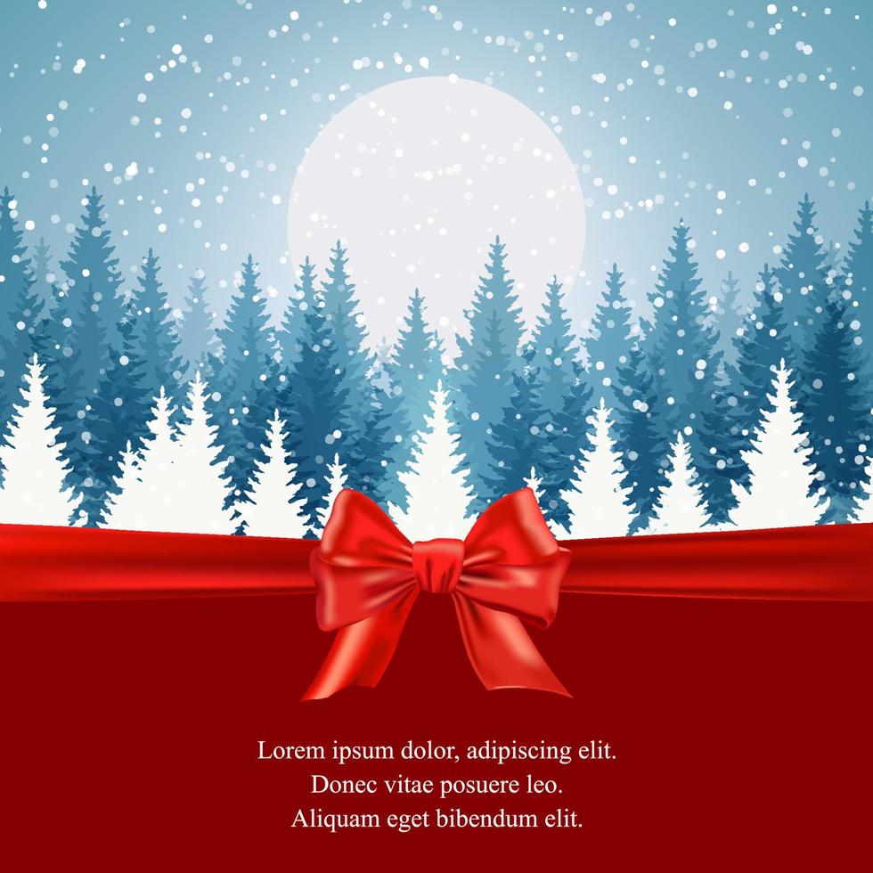 Feliz Natal e feliz ano novo design com belas paisagens de inverno. paisagem azul da árvore de Natal com neve. ilustração vetorial com elementos desenhados à mão vetor