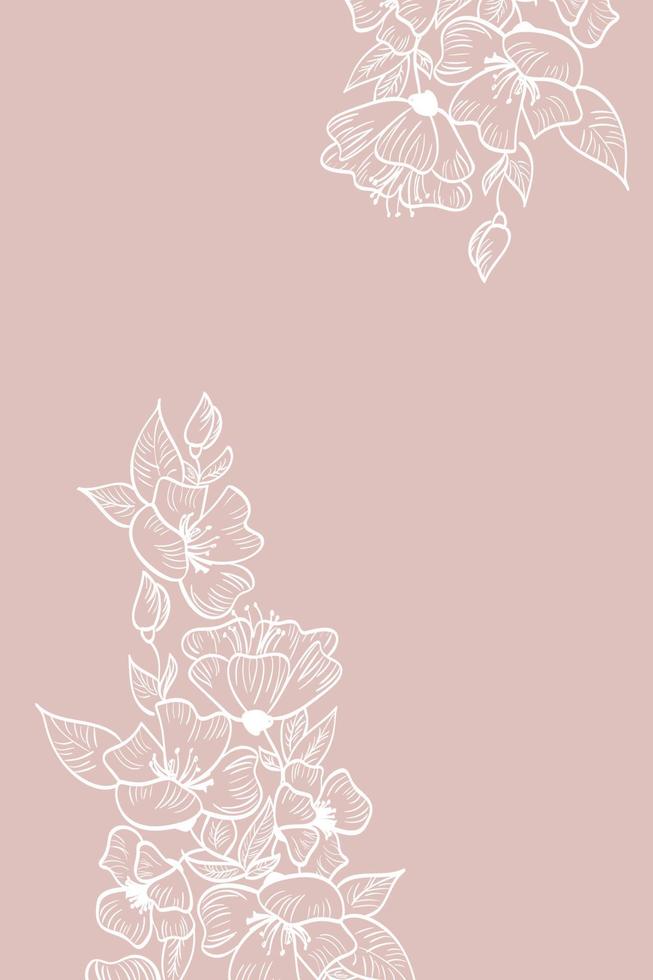 modelo de cartão de ilustração vetorial com fundo bege floral de flor de cor cobre para salvar a data, convite de casamento vetor