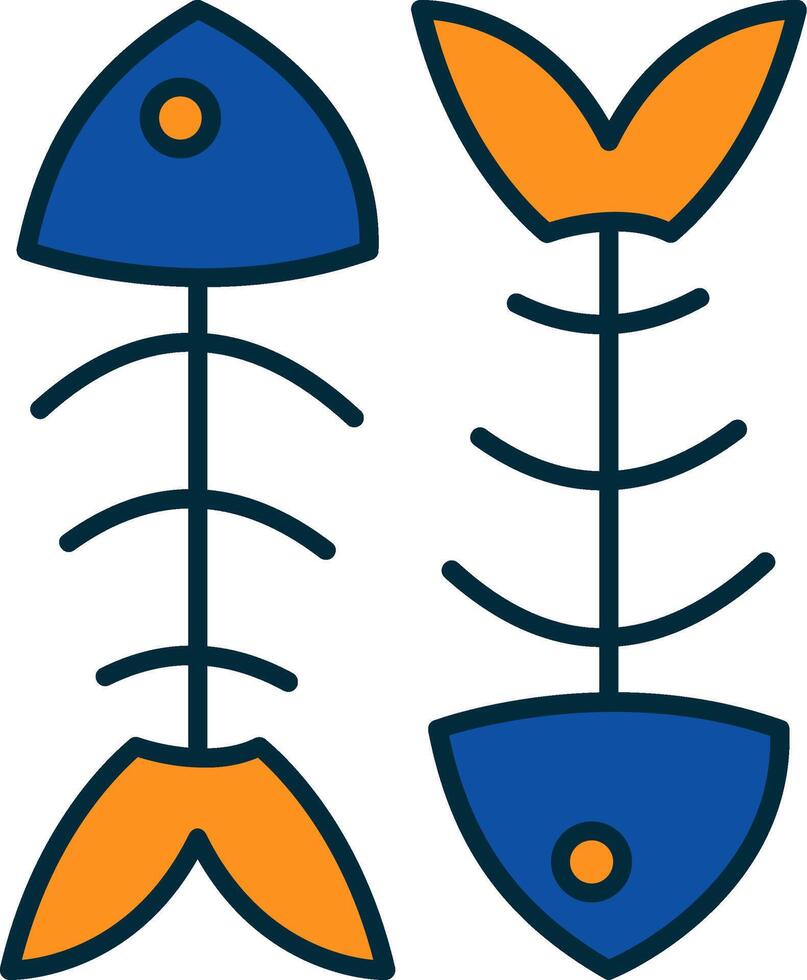 espinha de peixe linha preenchidas dois cores ícone vetor