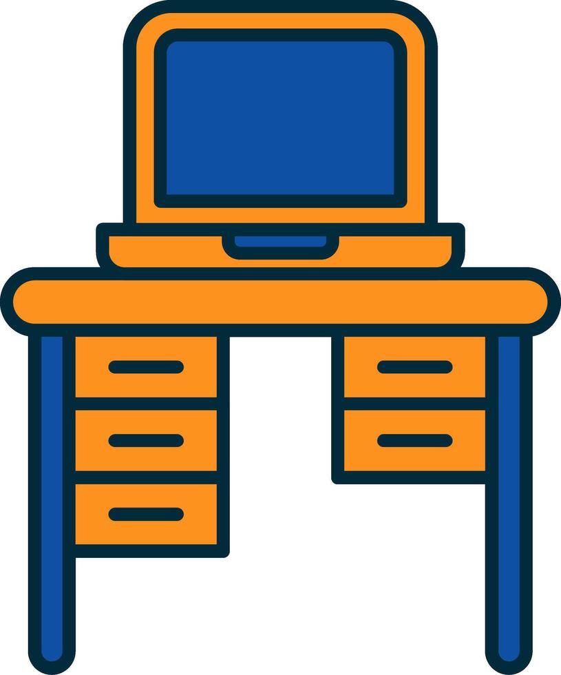 escritório escrivaninha linha preenchidas dois cores ícone vetor