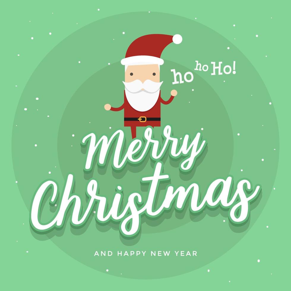 cartão de Natal com Papai Noel sobre fundo verde. vetor
