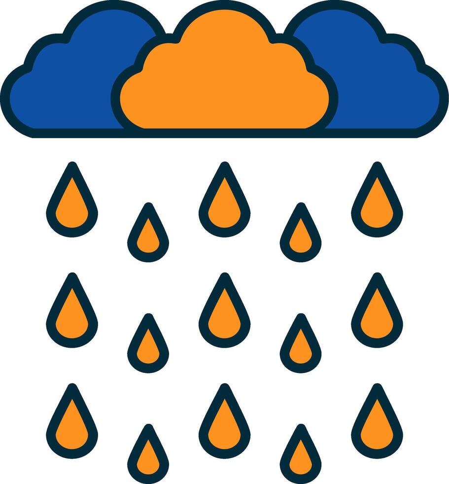 pesado chuva linha preenchidas dois cores ícone vetor