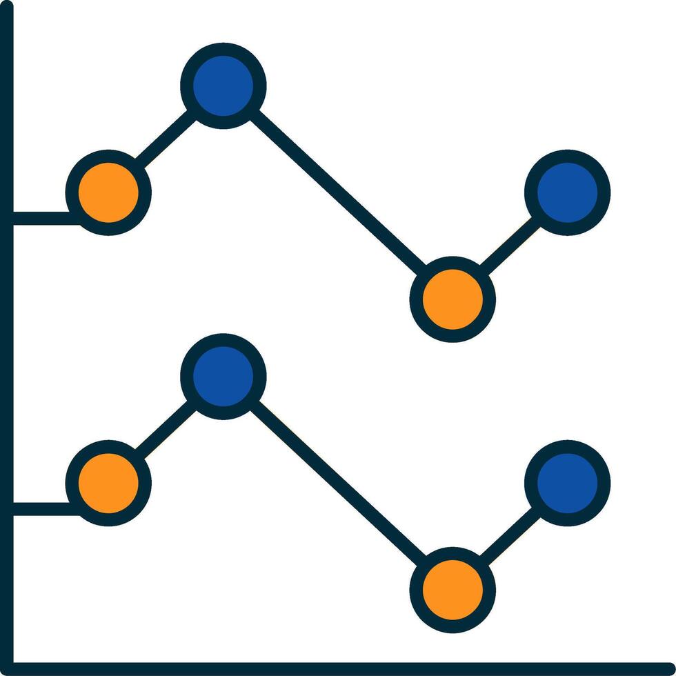 linha gráfico linha preenchidas dois cores ícone vetor