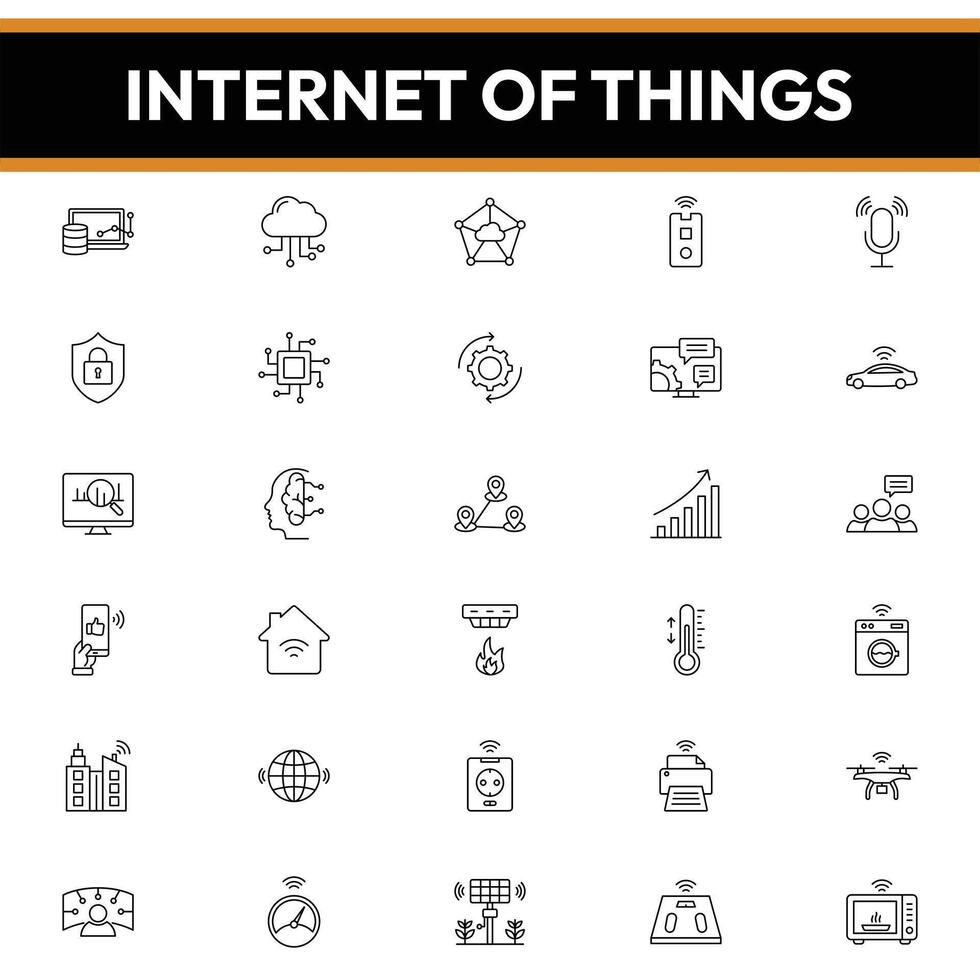 Internet do coisas ícone, Internet do coisas linha ícones vetor