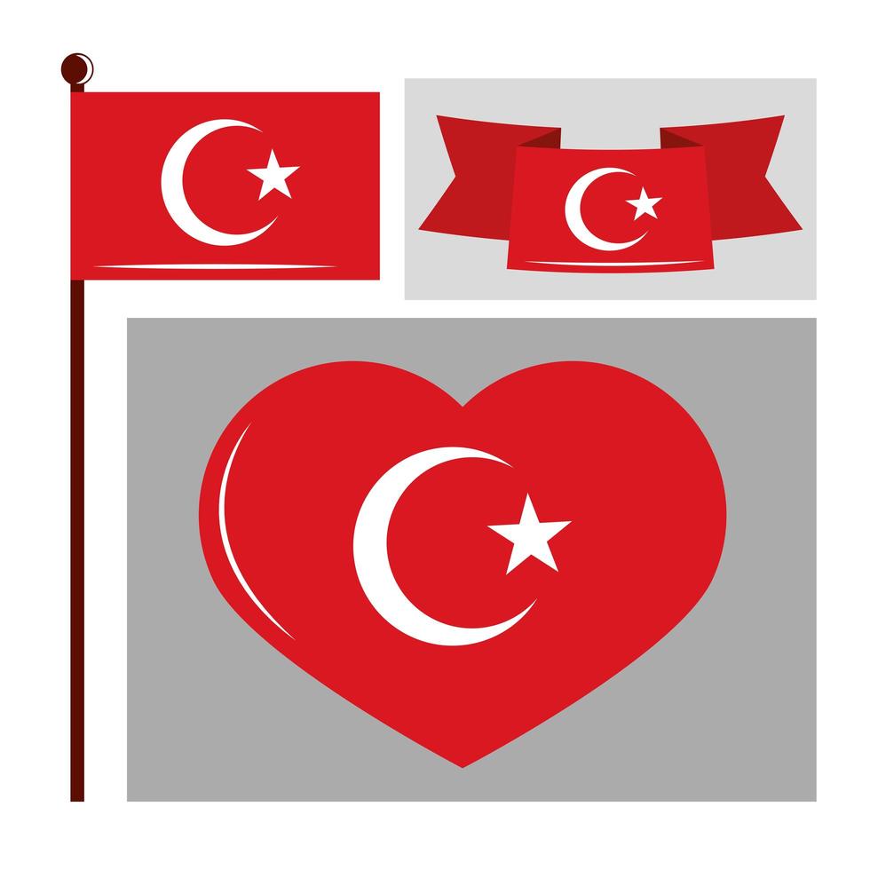 conjunto de bandeiras da Turquia vetor