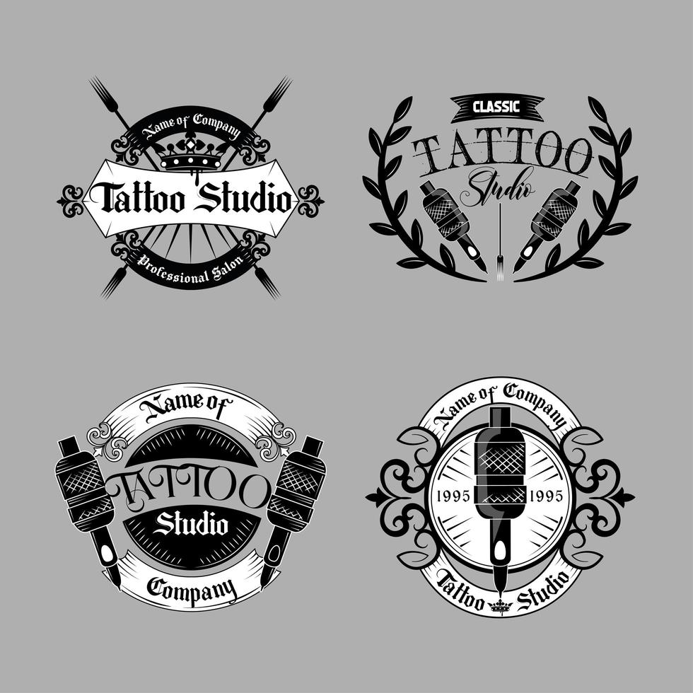 conjunto estúdio de tatuagem vetor